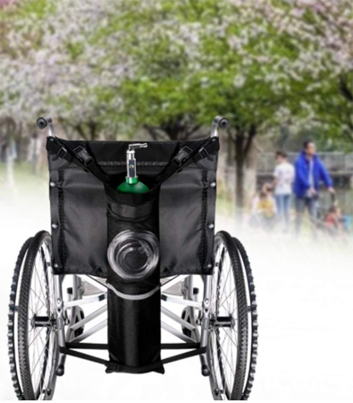 Amazon.co.jp: 車椅子用酸素ボンベバッグ、黒反射ストライプ酸素袋